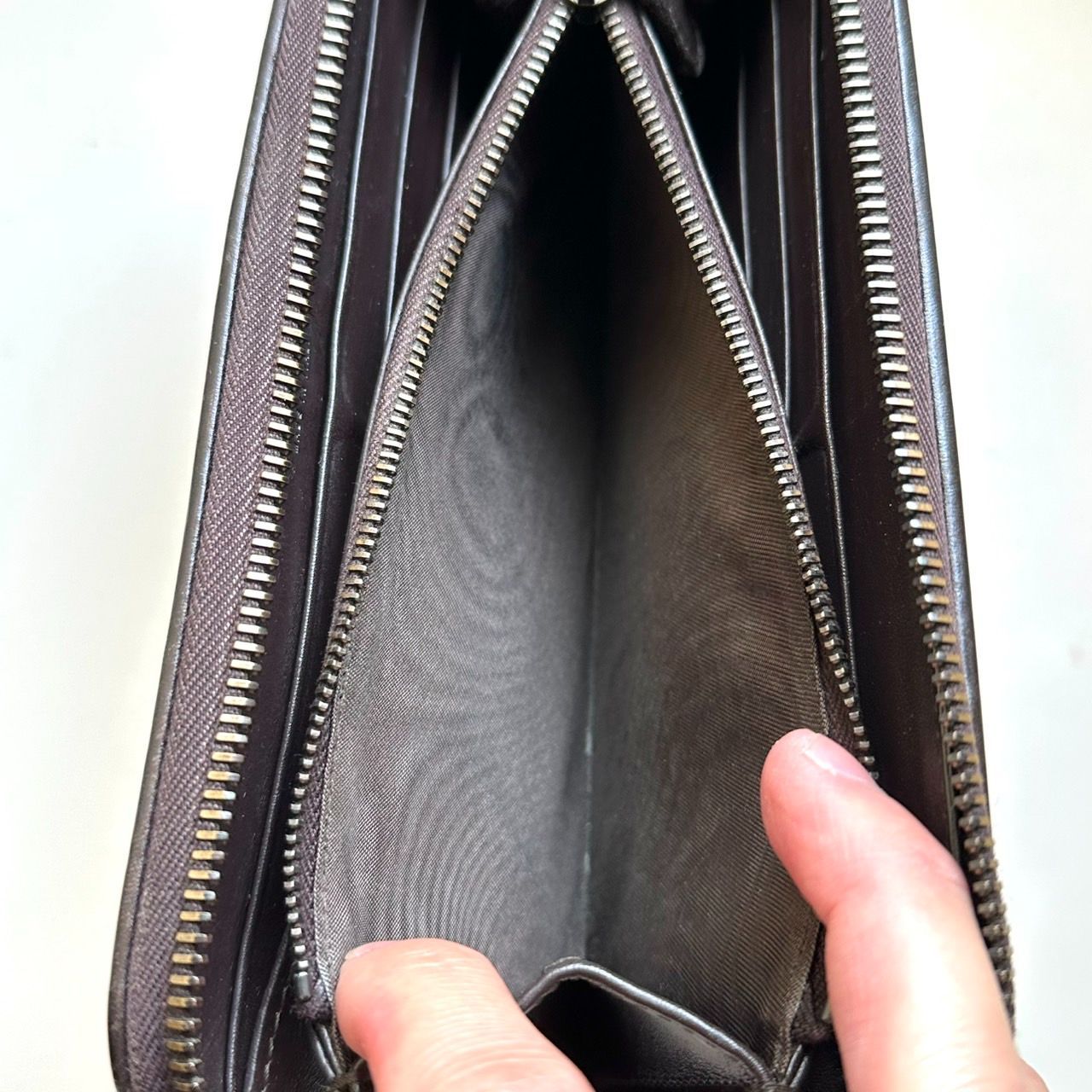 【美品】ボッテガ　イントレチャート　ダークブラウン　長財布　財布　カーフレザー ボッテガヴェネタ BOTTEGA VENETA 長財布 イントレチャート