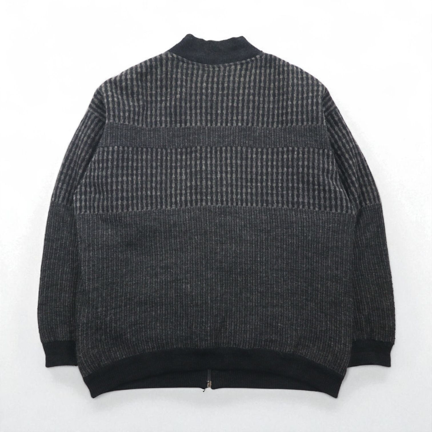 VINTAGE イタリア製 ニット カーディガン ジップアップ ブルゾン L グレー アクリル SETTEBELLO