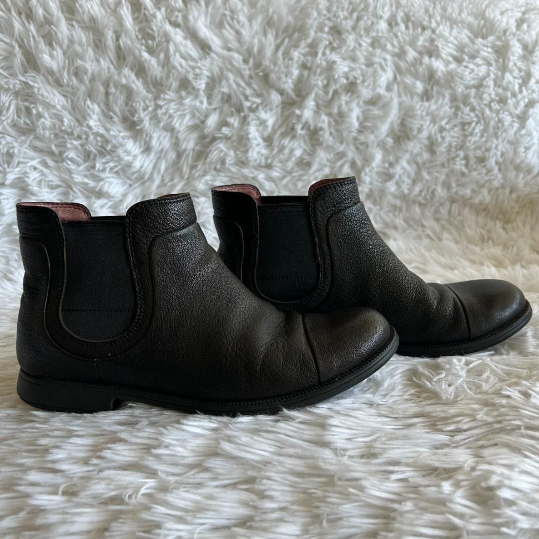 B44 【カンペール】 サイドゴアレザーショートブーツ 35 黒 