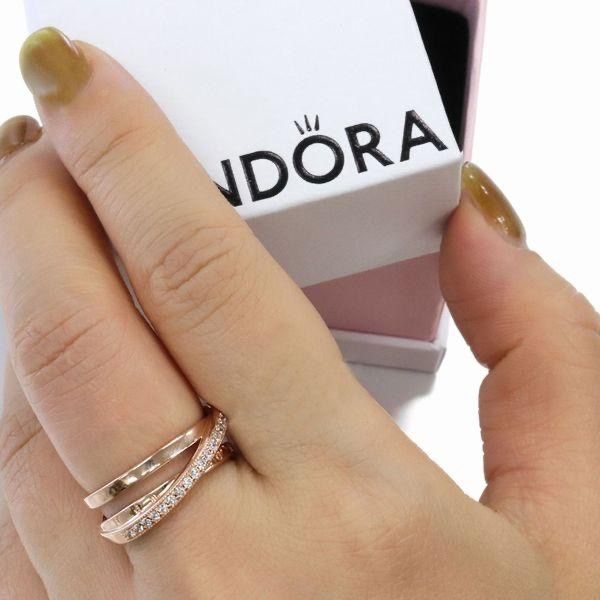 パンドラ リング PANDORA 指輪 Crossover Pave Triple Band Ring 14k