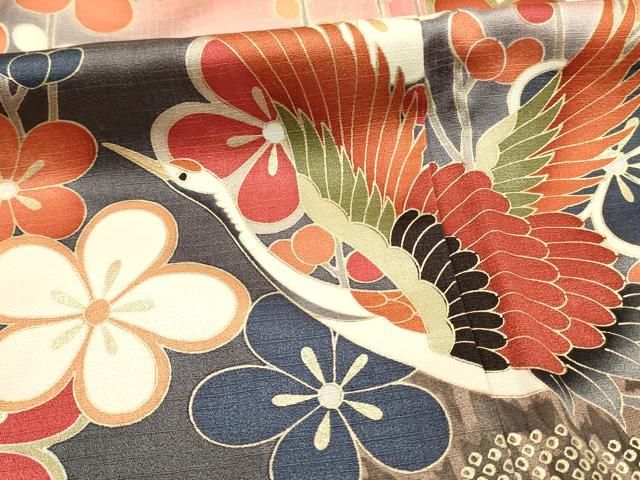 平和屋着物○豪華振袖 流水花鳥文 金彩 正絹 逸品 AABA0770ck