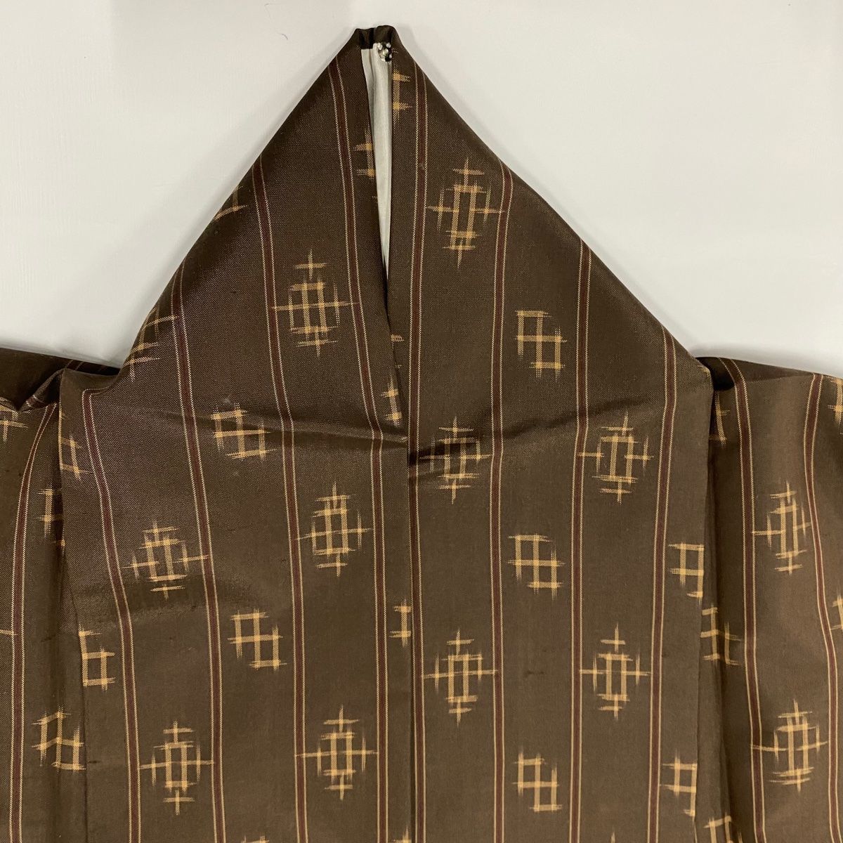 訪問着 身丈155.5cm 裄丈67cm M 袷 大島紬地 都喜ヱ門 証紙あり 幾何学  