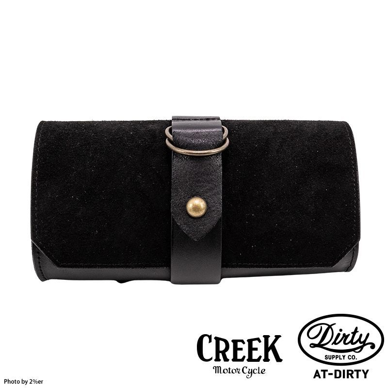 CREEK MOTORCYCLE X AT-DIRTY レザー プレーン ツールバッグ ブラック