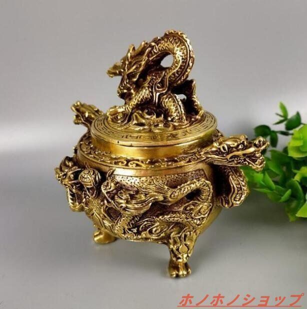 二龍の珠香炉 線香立置物装飾品 銅製品 工芸品 - メルカリ