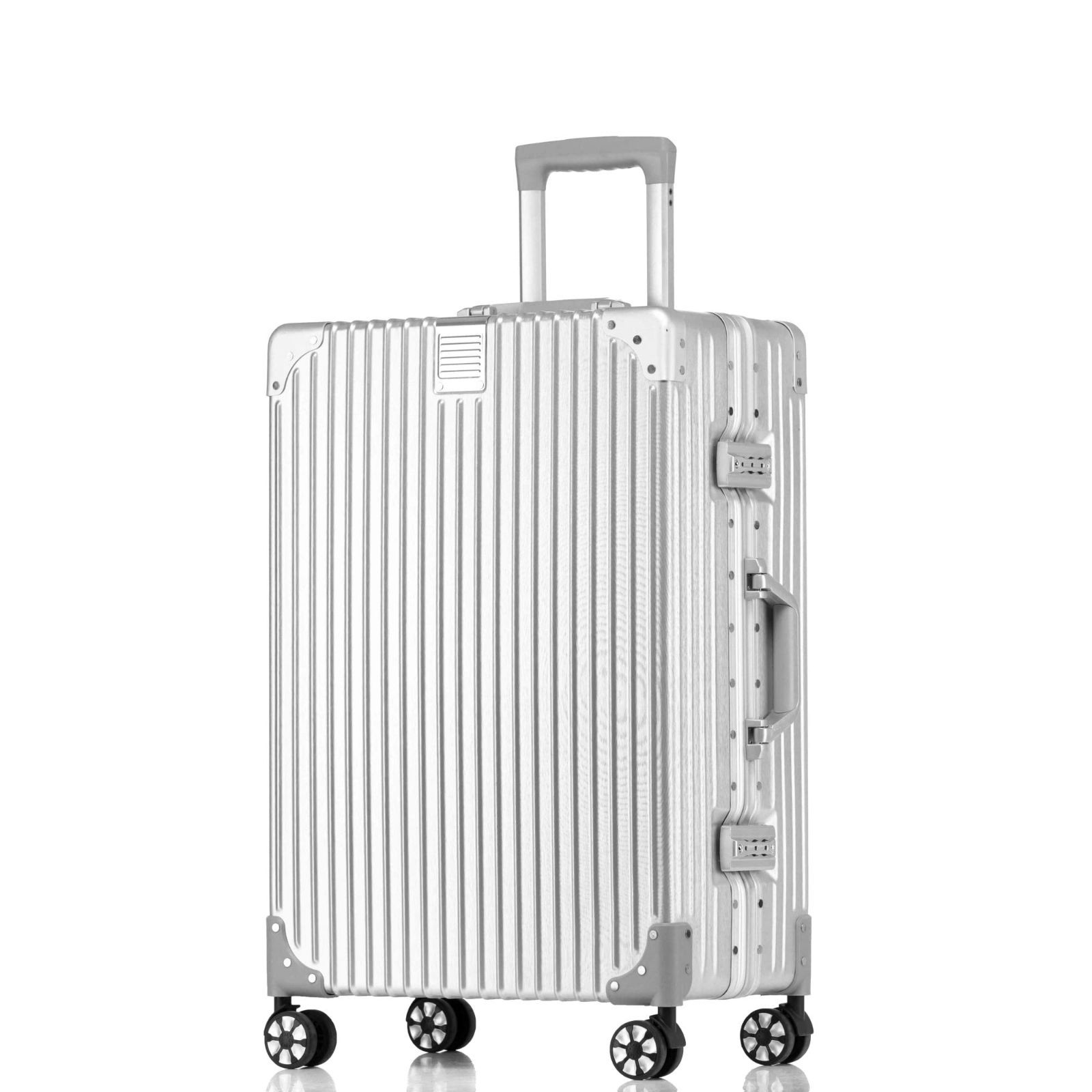 M-24inch(67.5*43*26cm60L (Silver 3泊4日 サイズ M 保護カバー付き，シルバー tsaロック付 出張 ビジネス 託送必要)) 旅行 耐衝撃 静音ダブルキャスター 軽量キャリーバッグ 大型トロリーケース 預け入