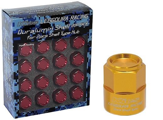 協永産業/KYO-EI Kics レデューラレーシング シェルタイプナット用 アルミシェル CL35 ゴールド クローズドエンドタイプ全長35mm用 入数：1セット(20個) SLNA352