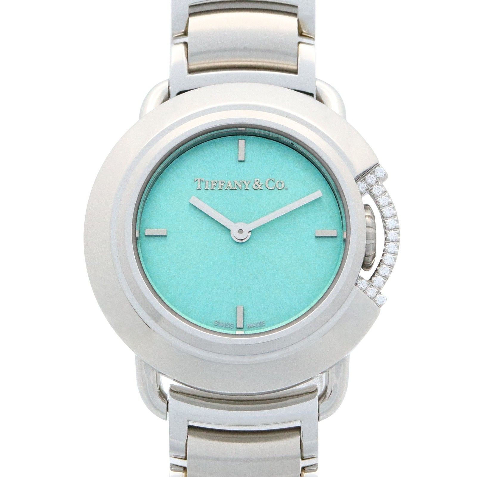 ティファニー TIFFANY＆CO 腕時計 ティファニーT 68477409 ティファニーブルー ステンレススチール ダイヤモンド ティファニーT レディース Used A