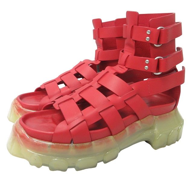 【RICK OWENS】レザー サンダル グラデーション リック オウエンスより半透明のチャンキーソールを装備した重厚