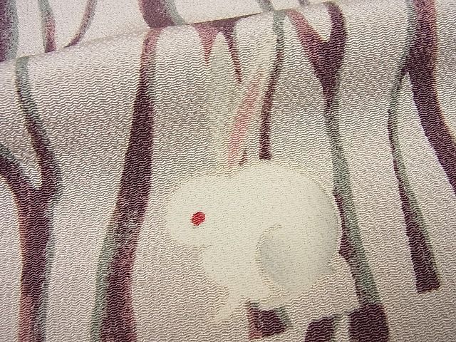 平和屋本店■極上　人形作家・ホリヒロシ　小紋　兎　鬼しぼ縮緬　逸品　未使用4s689 平和屋本店□極上 人形作家・ホリヒロシ 小紋 兎 鬼しぼ縮緬 逸品 未