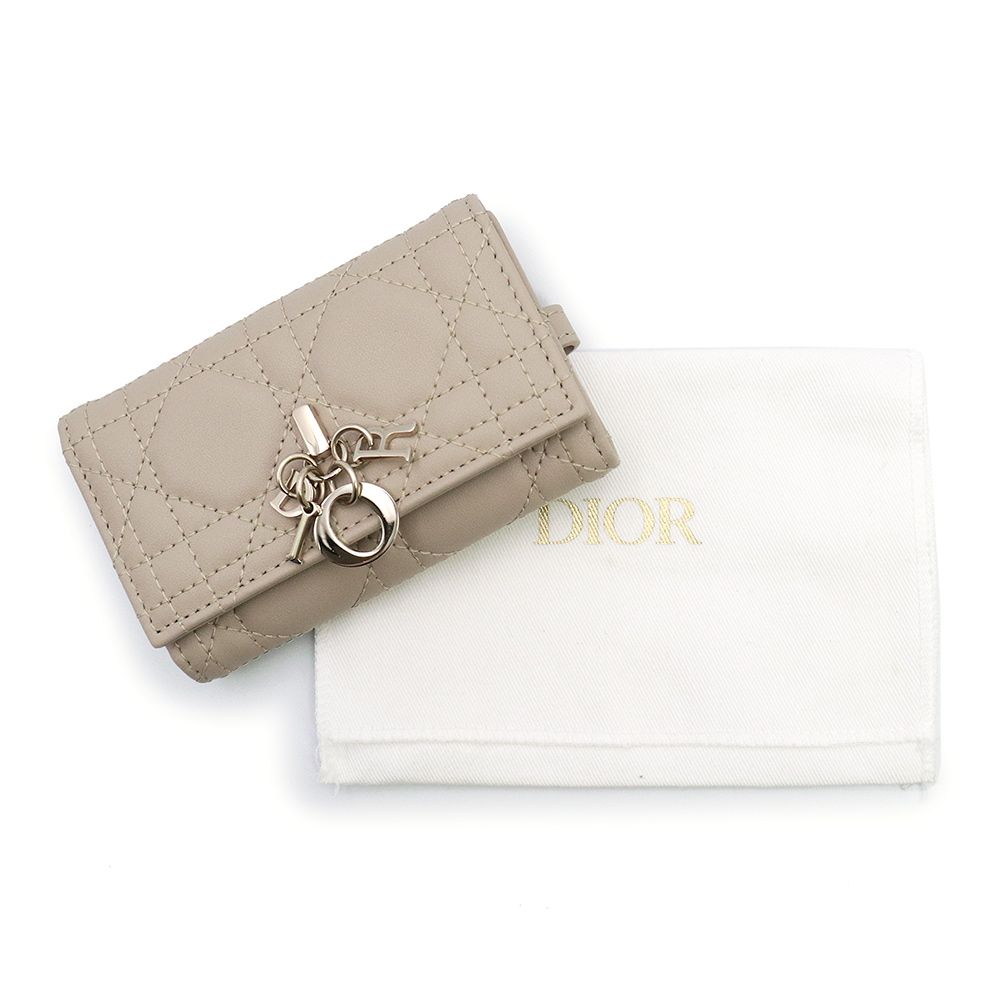 DIOR 【日本限定】キーケース カナージュラムスキン 黒 ゴールド DIOR
