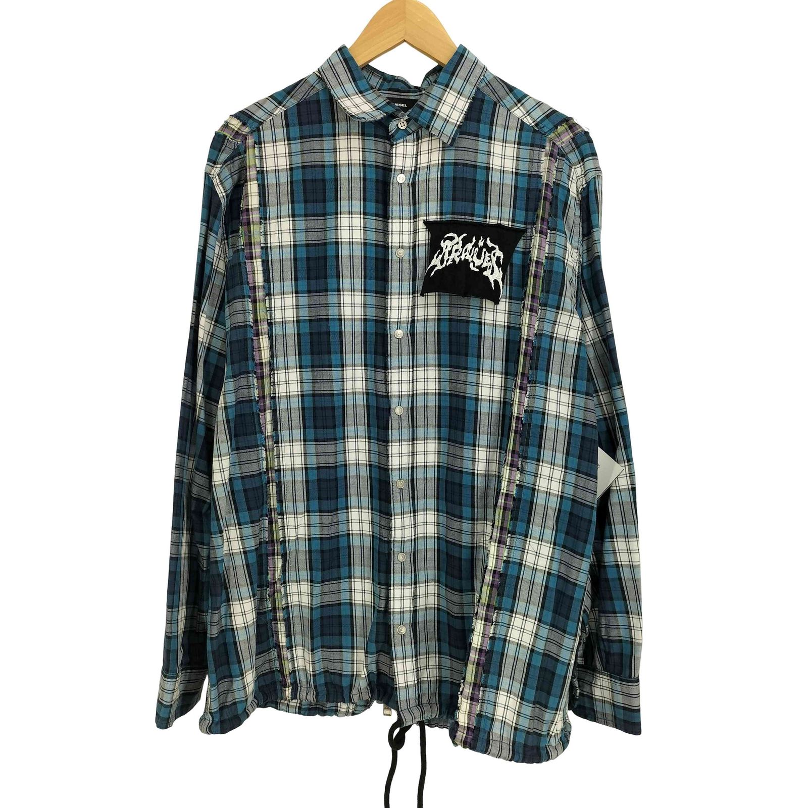 ディーゼル DIESEL リメイク加工 ワッペン チエック シャツ コーチジャケット メンズ 表記無 