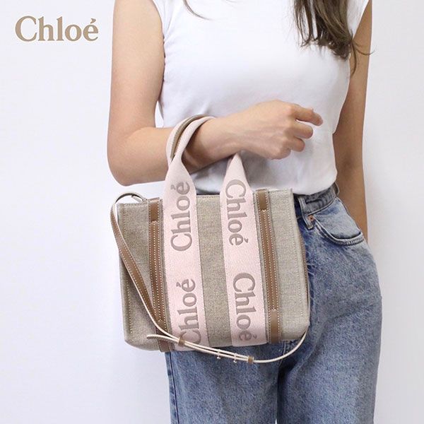 クロエ Chloe WOODY スモール トートバッグ【26Y BLUSHY BEIGE