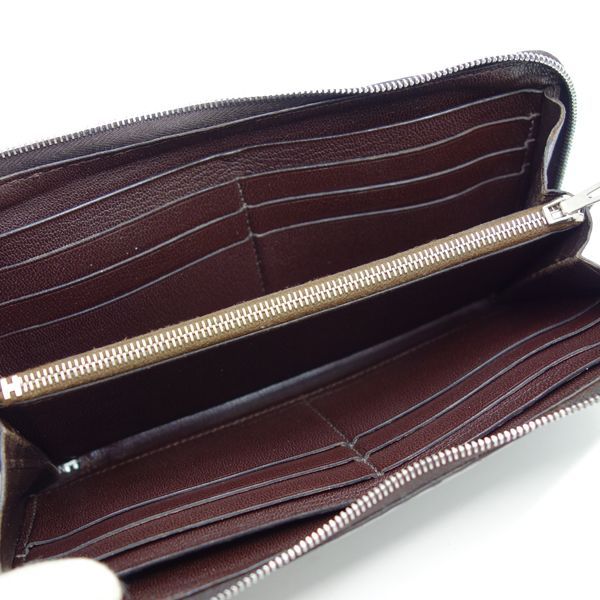 HERMES アザップロング □M刻印 アリゲーター マット ダークブラウン