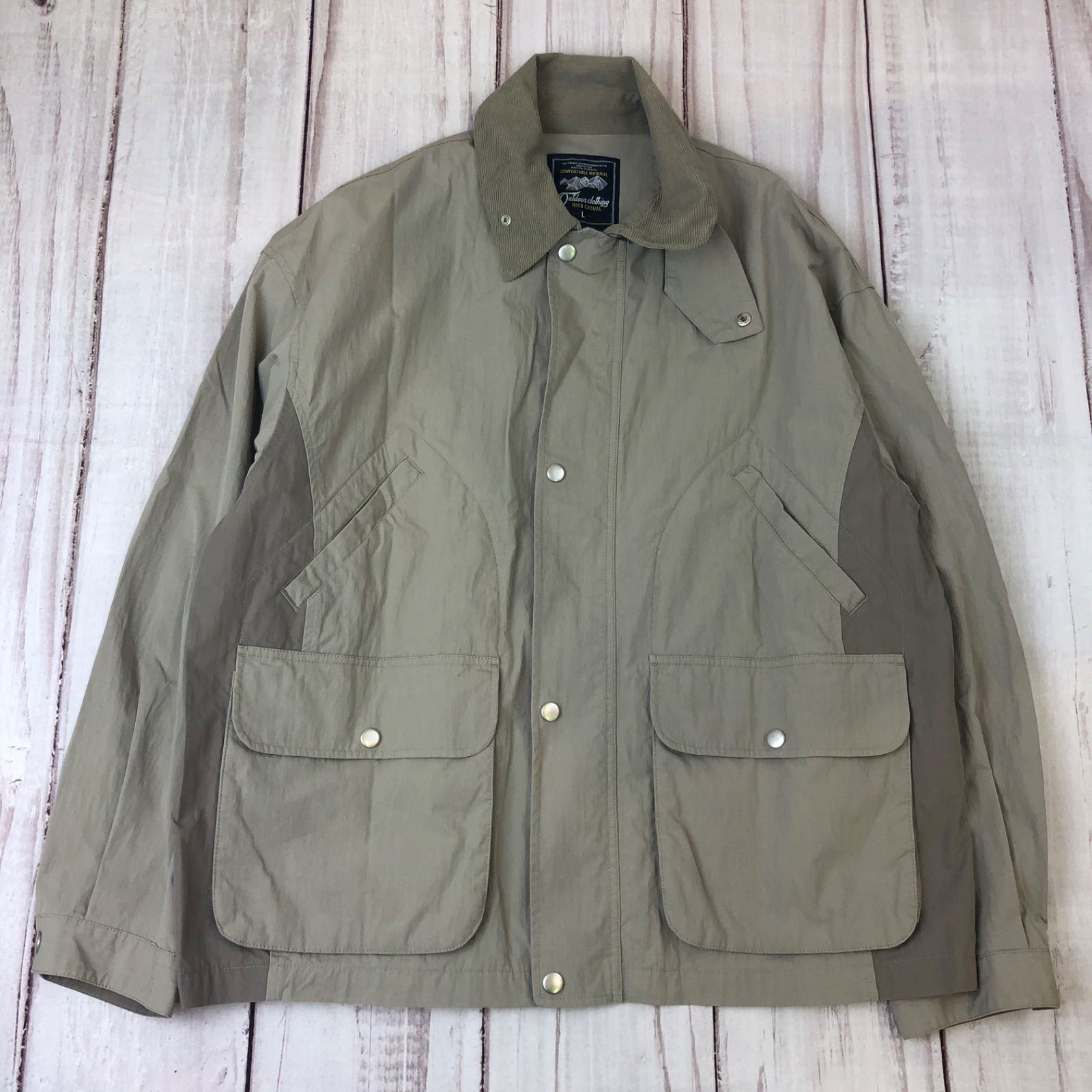 ☆良品 niko and…  ニコアンド ライト ハンティング ブルゾン メンズ Lサイズ ベージュ ナイロン コーデュロイ 1887