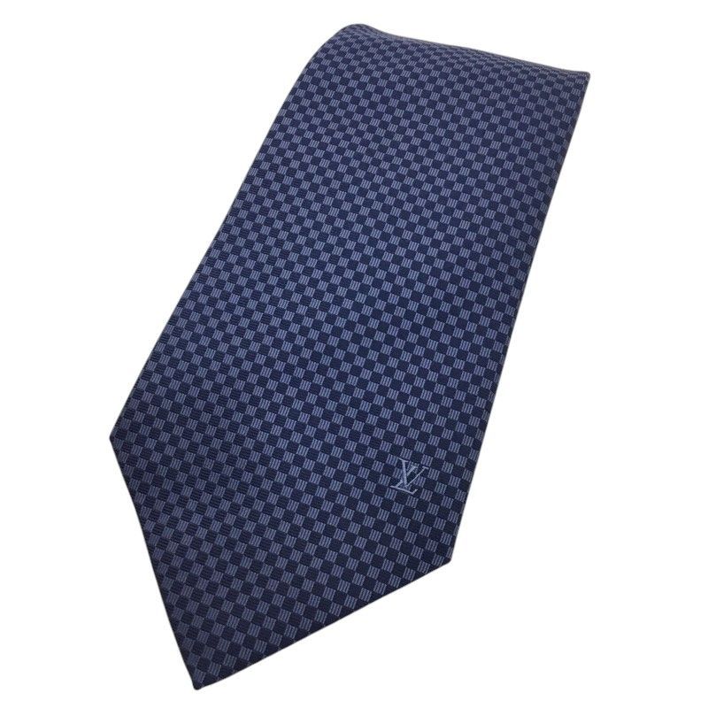 LOUIS VUITTON ルイヴィトン ネクタイ マイクロダミエ 8cm M78750 シルク100％ ブルー系 メンズ スーツ小物 品| -B 質屋 かんてい局那覇店 ｎ3102802927300068