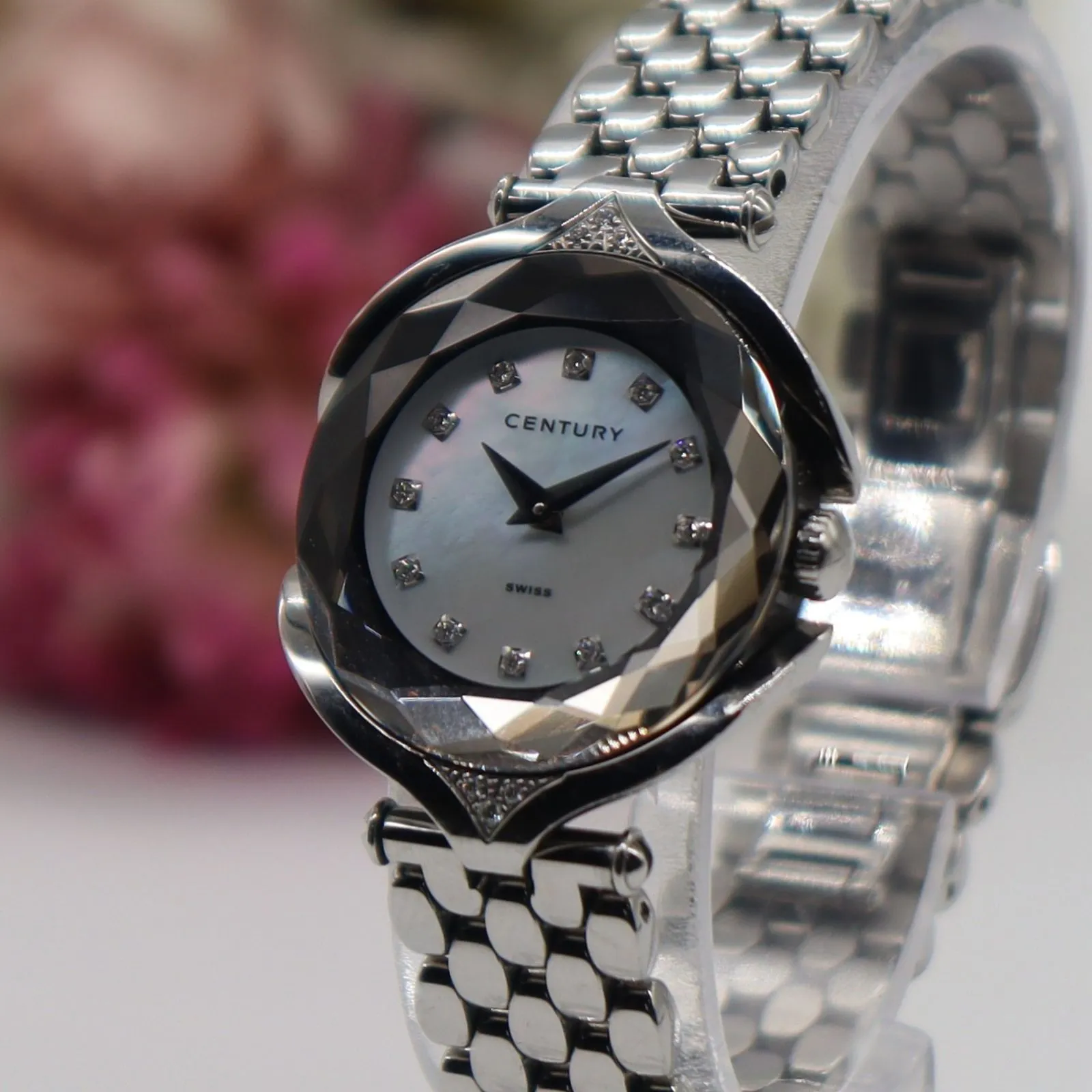 CENTURY ラッキーエイト 1Pダイヤモンド 腕時計 ステンレス レディース