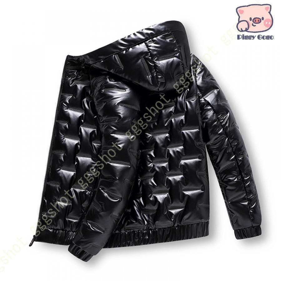ダウンコート メンズ エナメル 中綿ジャケット ショートコート 冬 無地