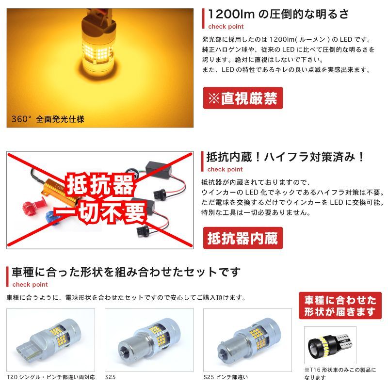 鬼爆閃光 ランサーエボリューションVIII CT9A [H15.1～H17.2] LEDウインカー球 A+抵抗器 4個セット