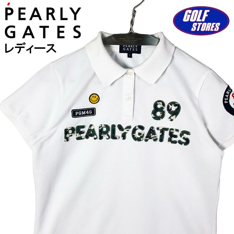 PEARLY GATES パーリーゲイツ 半袖 ポロシャツ ホワイト 迷彩 ロゴ 1