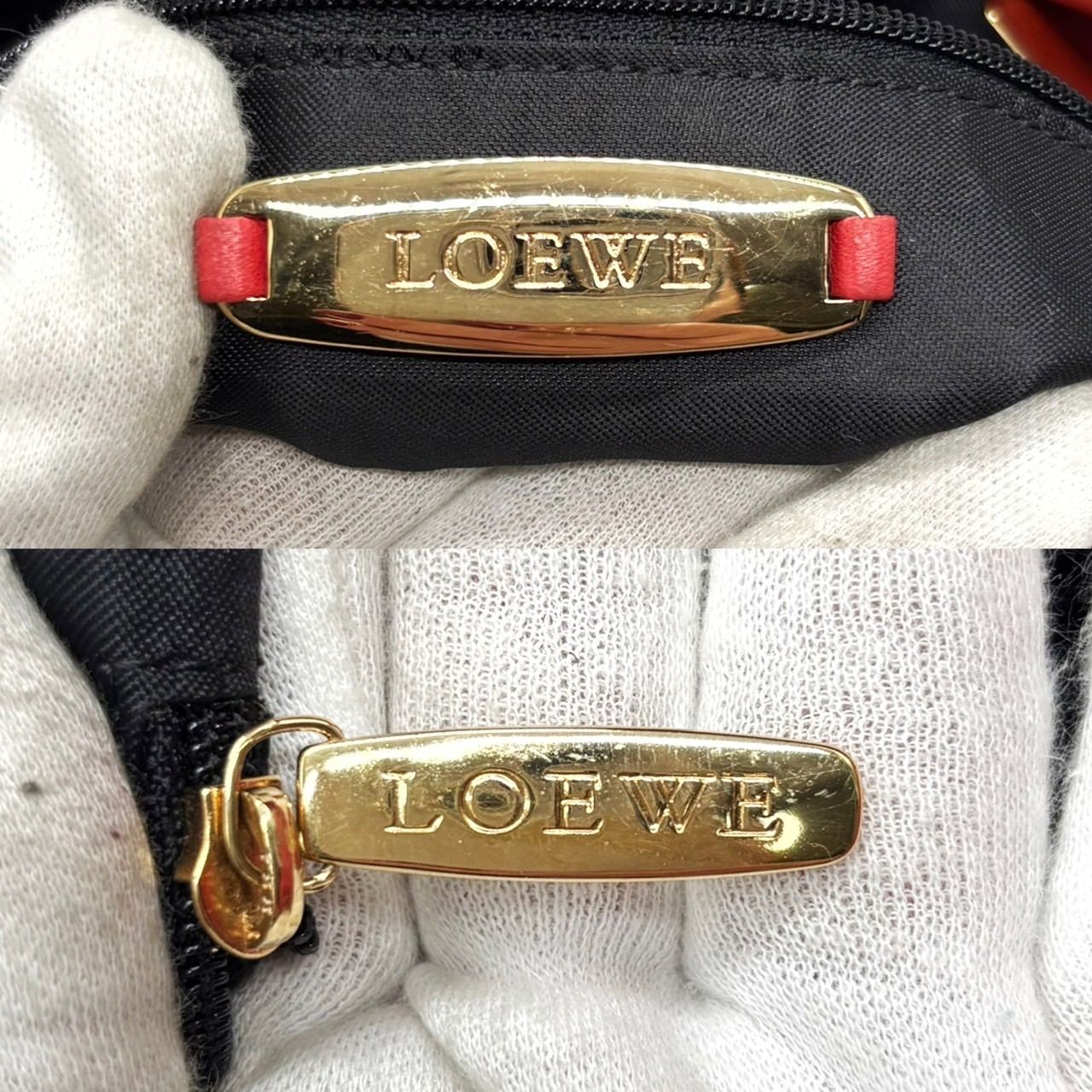極美品✨LOEWE トートバッグ ゴールド金具 型押しレザー 赤 A4収納可 極美品✨LOEWE トートバッグ ゴールド金具 型押しレザー 赤 A4