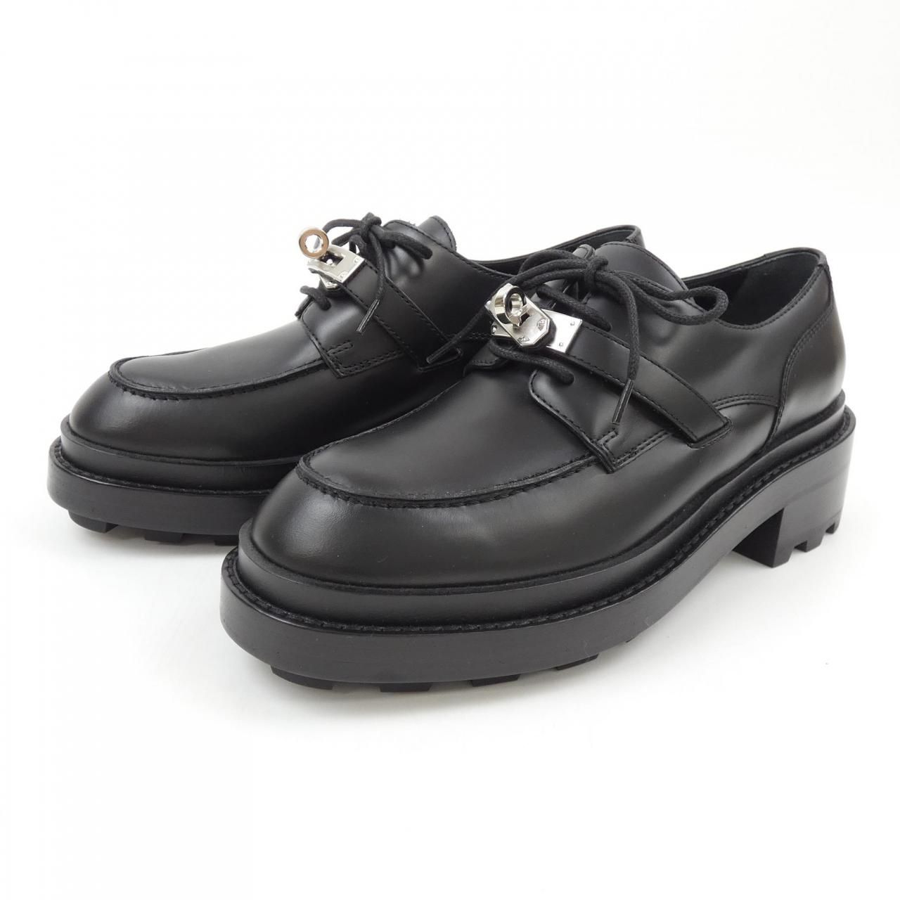 ami様✨ HERMES デスタン モカシン ケリー金具 ローファー 黒 シボ革 HERMES(エルメス) デスタン ゴールドバックル モカシンレザー