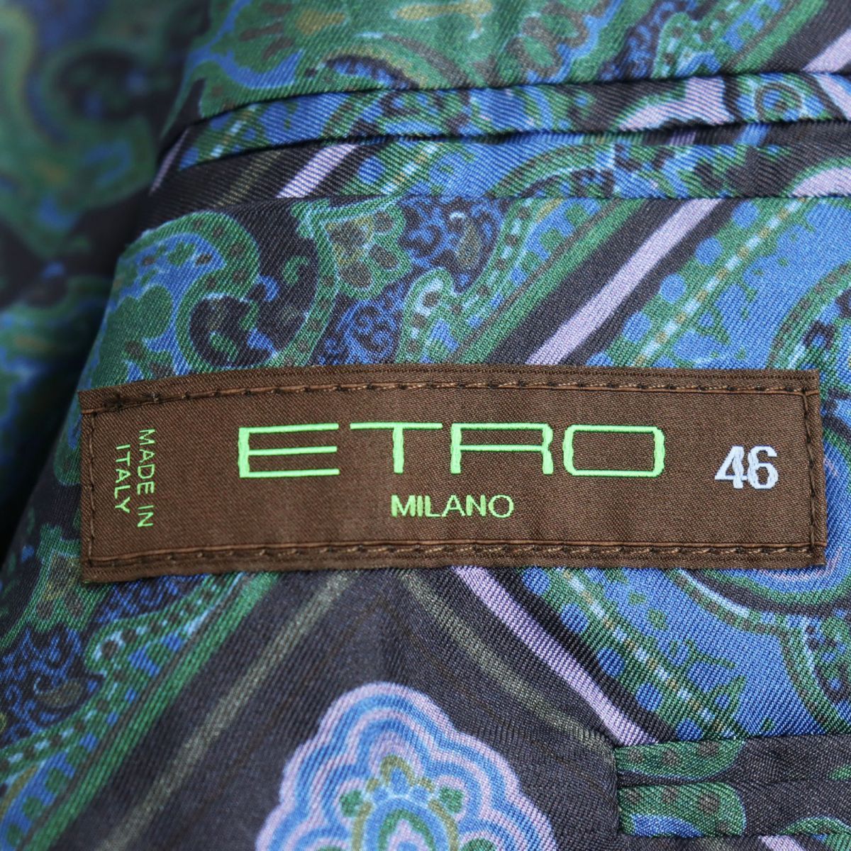 極美品○ETRO エトロ 裏地身頃シルク100％ チェック柄 裏地総柄 襟