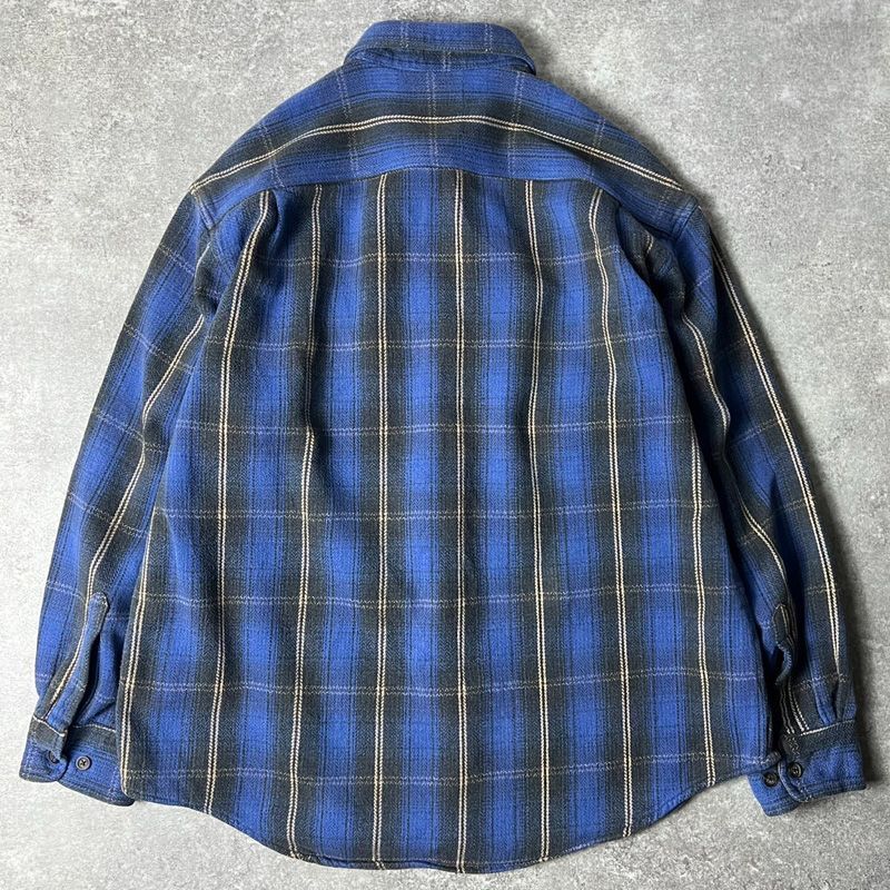 90s ST JOHN'S BAY チェック 長袖 ヘビー フランネル シャツ XL