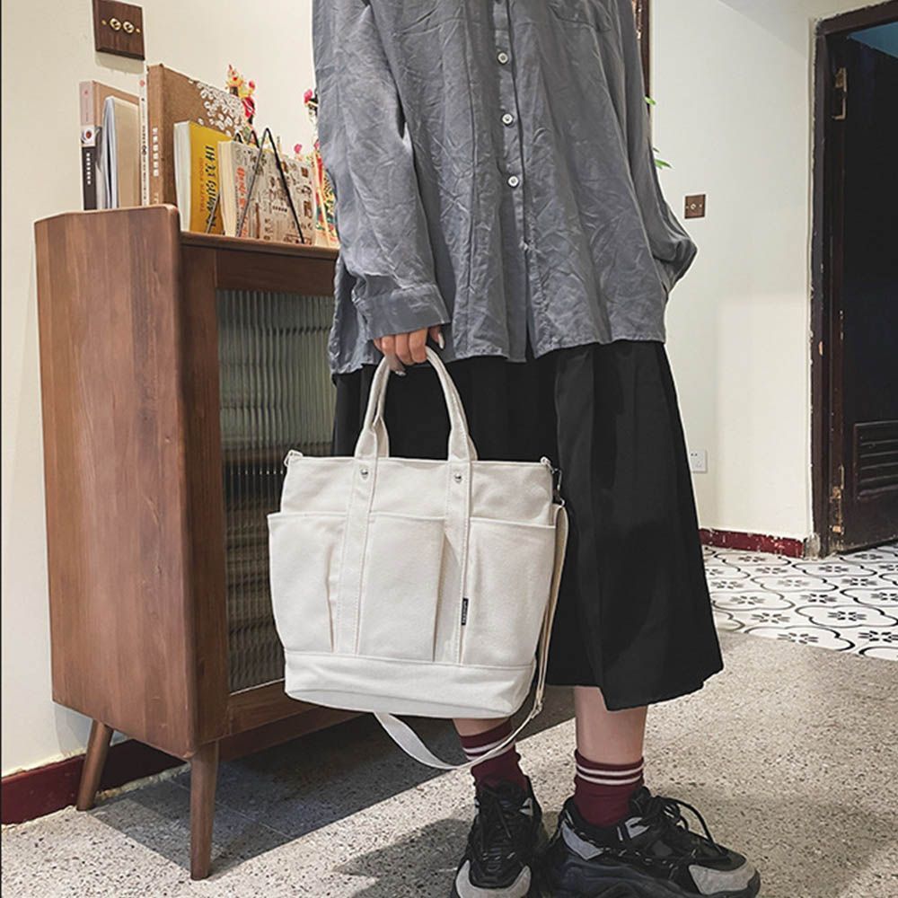 キャンバス 肩掛バッグ 韓国ファッション 2way bag 大容量トート
