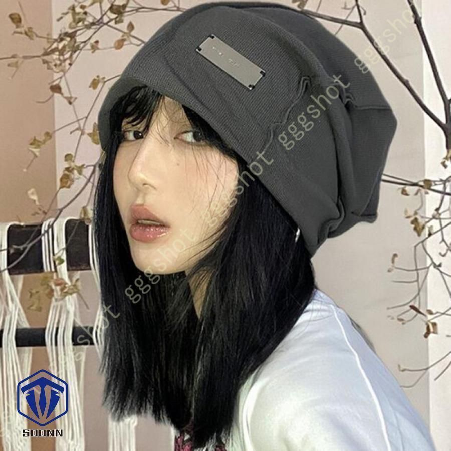 ニット帽 メンズ レディース 帽子 大きいサイズ ビーニー レディース 秋冬 秋 冬 春 長め ニットキャップ 金属飾り 深め 深い ニットワッチ ワッチ 冬用