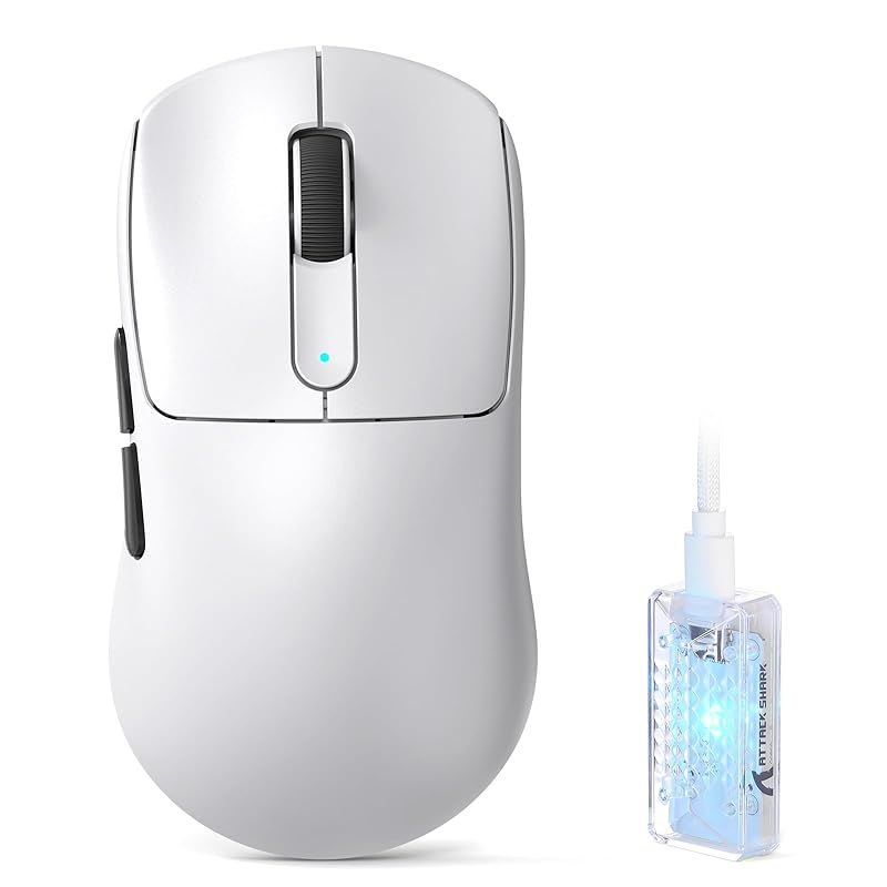 ATTACK SHARK V5 超軽量 ゲーミングマウス 55g DPI42000 高精度センサー 8000Hz無線レポートレート 有線|2.4G|Bluetooth三模接続 大型手向け 軽量設計 高耐久スイッチ 長時間バッテリー AIドライバー 自動認識対応