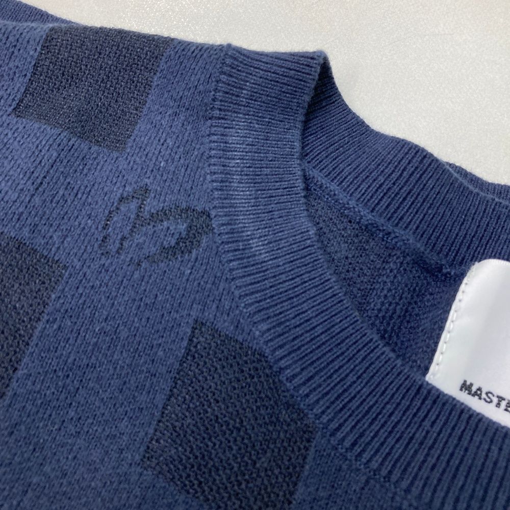 サイズ：2 MASTER BUNNY EDITION マスターバニーエディション 2024年モデル ニットセーター チェック 総柄 ネイビー系 [240101474562] ゴルフウェア レディース ストスト サイズ：2 MASTER BUNNY EDITION マスターバニーエディション