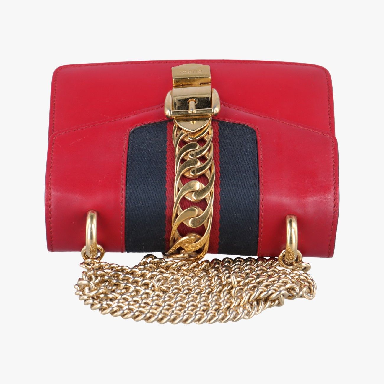 グッチGucciシルヴィ レッド×ネイビー レザー 431666 A021078053