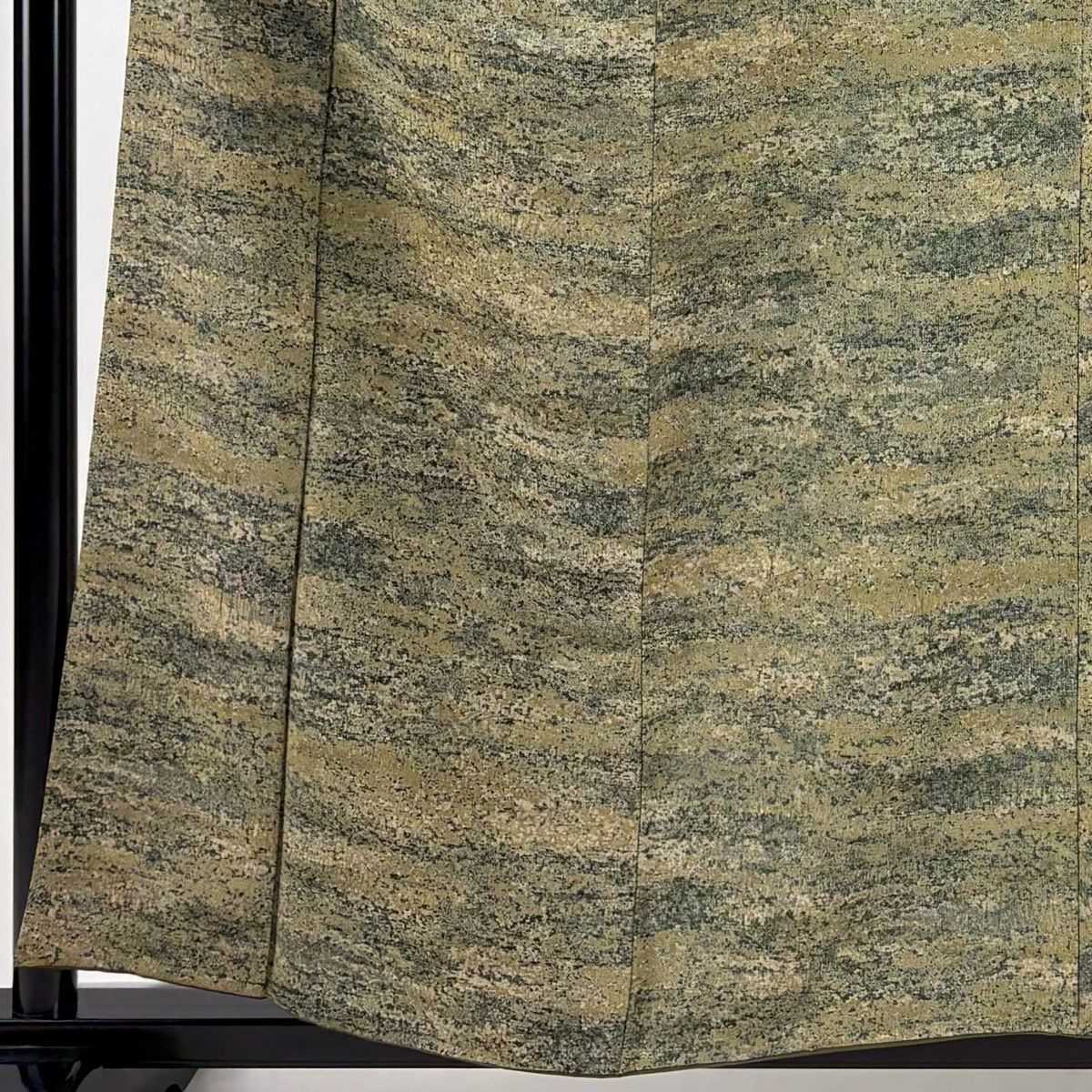 小紋 身丈156cm 裄丈63cm S 袷 陶彩染 幾何学 茶緑色 正絹 秀品