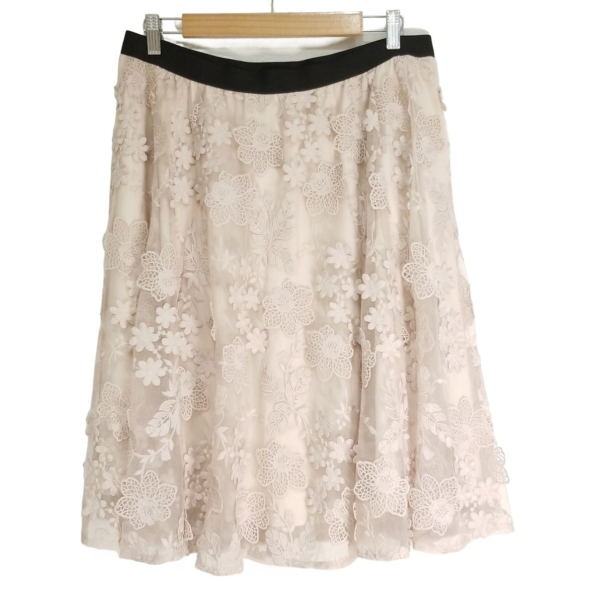 Rose Tiara ローズティアラ スカート サイズ46 XL レディース - アイボリー×黒 ひざ丈 レース 花柄 ウエストゴム