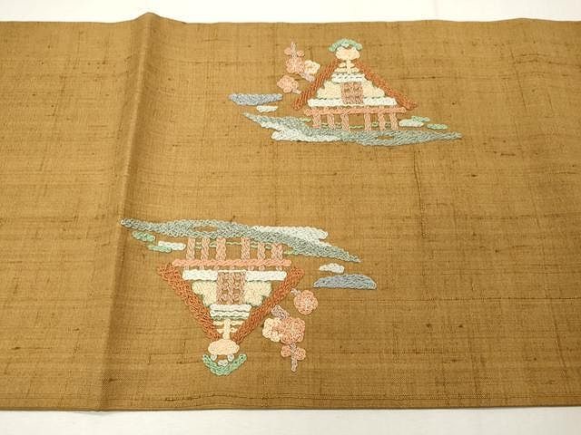 平和屋着物＃羽織　総刺繍　草花文　黒地　正絹　逸品　CABF1354in 平和屋着物○上質な小紋 総刺繍 花唐草丸文 金糸 正絹 逸品 CABA6208yc