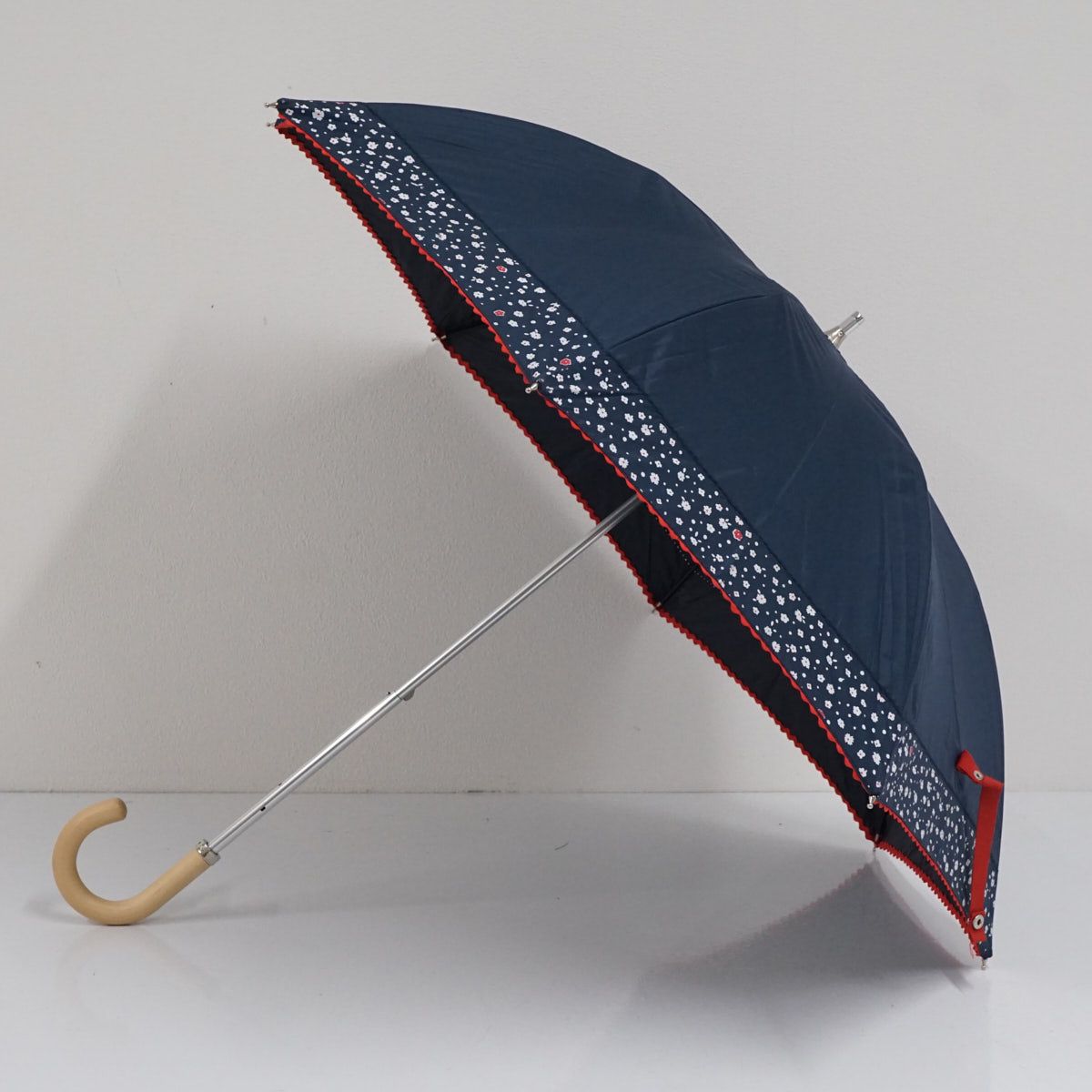 ✨美品✨【ラルフローレン】日傘　ブラウン　茶色　ロゴ　遮光 遮光 晴雨兼用日傘 スカラップ花刺繍（長傘）｜POLO RALPH