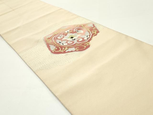 平和屋着物●爪掻き本綴れ　八寸名古屋帯　道長正倉院更紗花文　金糸　正絹　逸品　DAAV9511ob 平和屋着物○爪掻き本綴れ 八寸名古屋帯 道長正倉院更紗花文 金糸 正絹