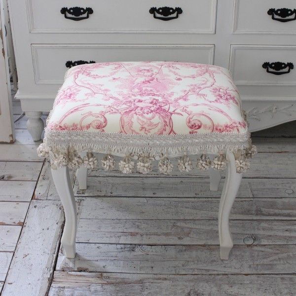 ピンクオットマン アンティーク調オットマン/ ネコ脚とグレーピンクの
