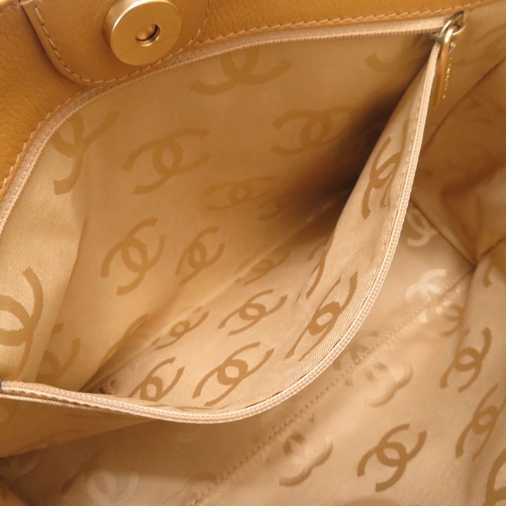 美品 シャネル ウッド調 プラチェーン レザー キャメル 8番台 ココ  