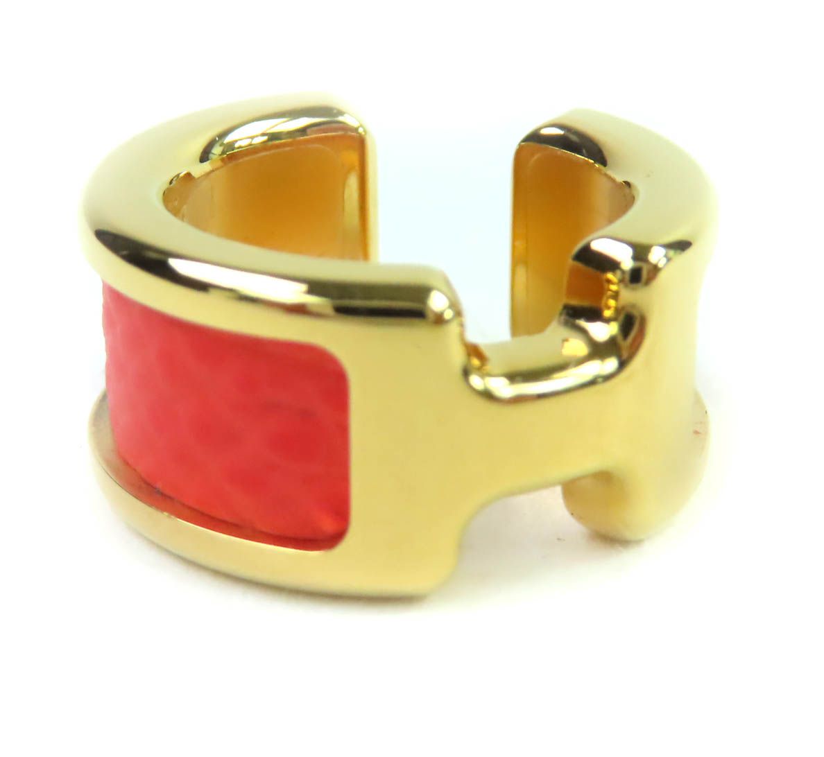 ♥品 HERMES エルメス イヤーカフ オランプ PM オレンジ レザー ゴールド金具 箱 保存袋付き フランス製 レディース