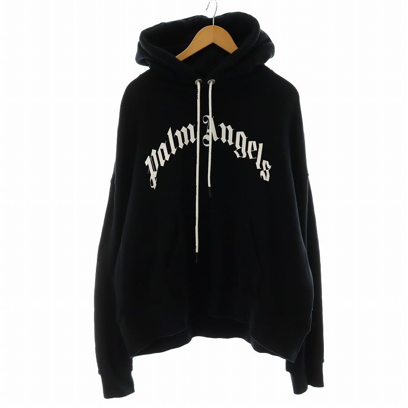 Palm Angels / パーカー/L/コットン/BLK/PMBB058C99FLE003 パームエンジェルス PALM ANGELS CURVED LOGO Hoodie パーカー プル