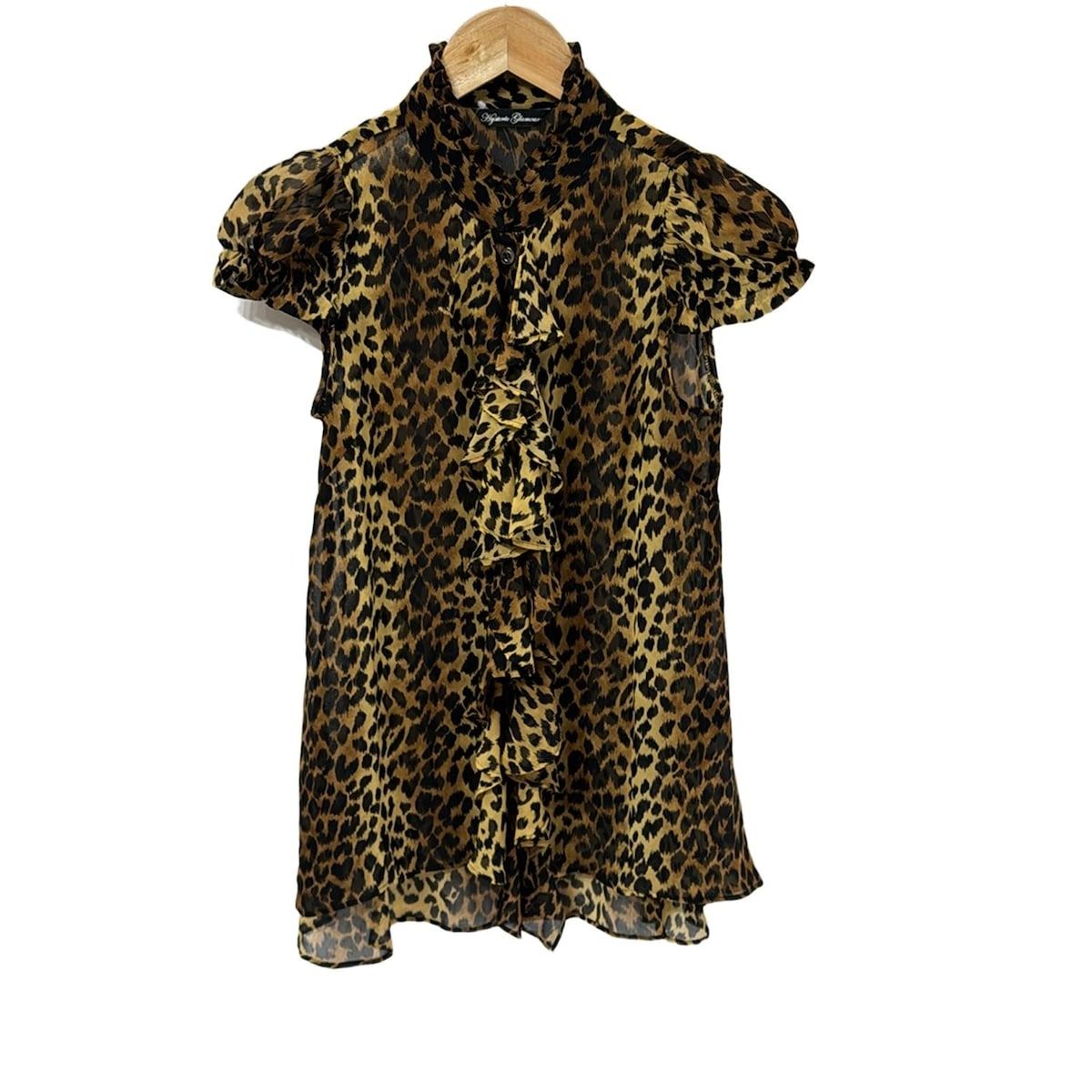 HYSTERIC GLAMOUR ヒステリックグラマー 半袖シャツブラウス サイズF レディース - ブラウン×黒×マルチ 豹柄|フリル