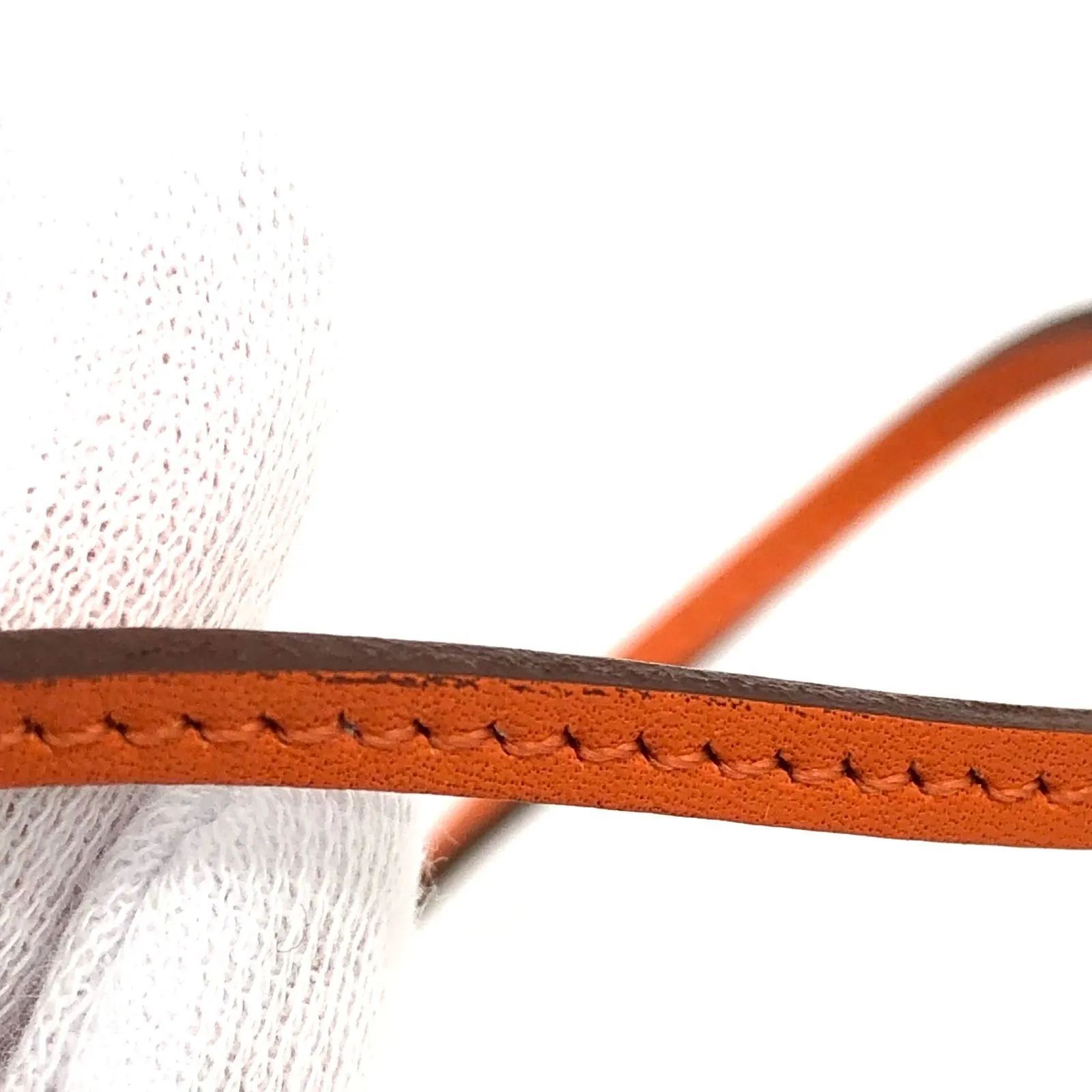 ▽Hermès/エルメス ラニエール 革紐 オレンジ レザー 付属品あり
