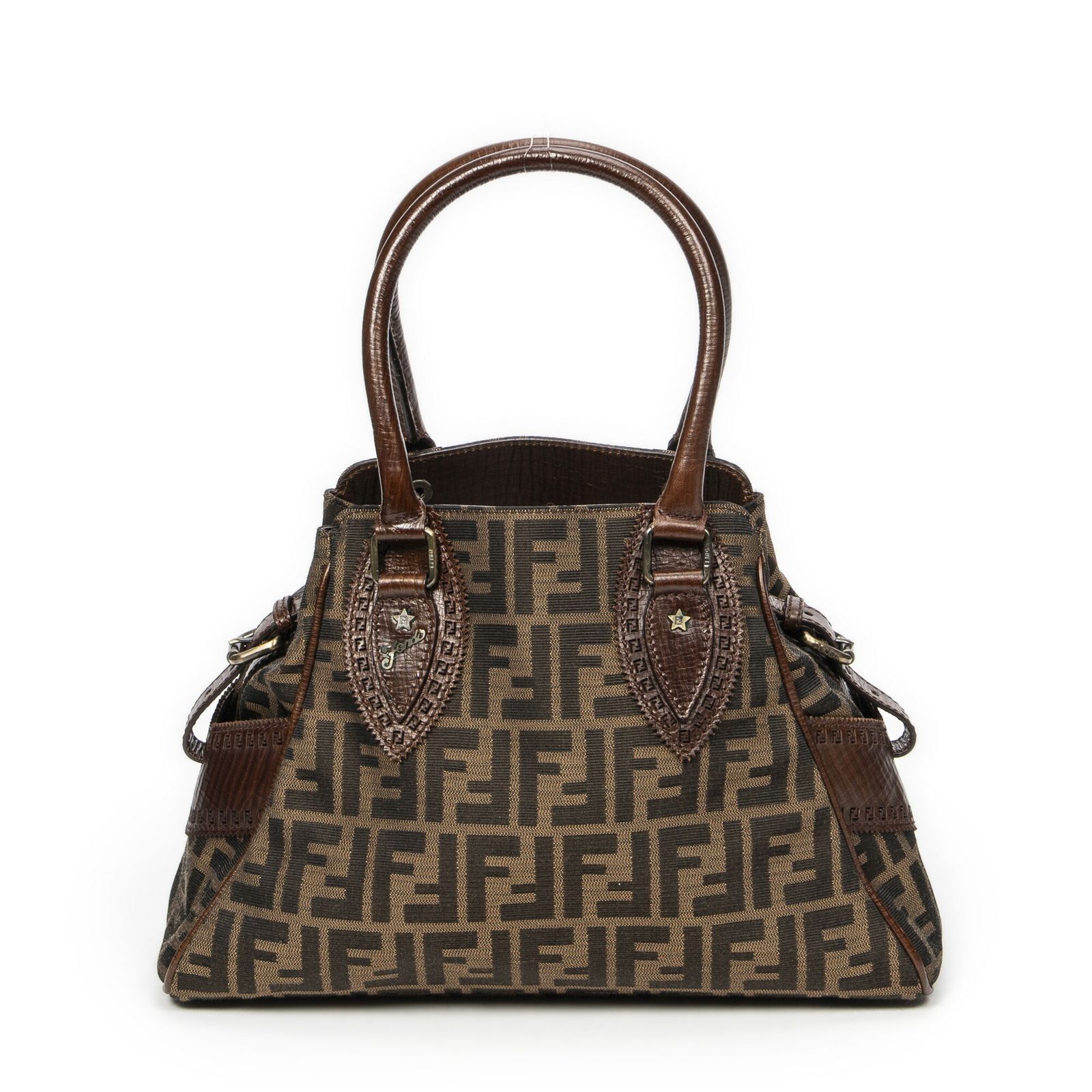 FENDI フェンディ小デュジュールトート茶色ズッカキャンバスA