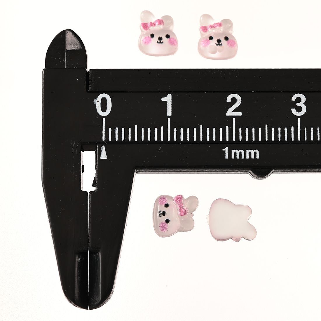 デコパーツ うさぎ リボン 7mm 250個 動物 顔 3D アニマル ネイル