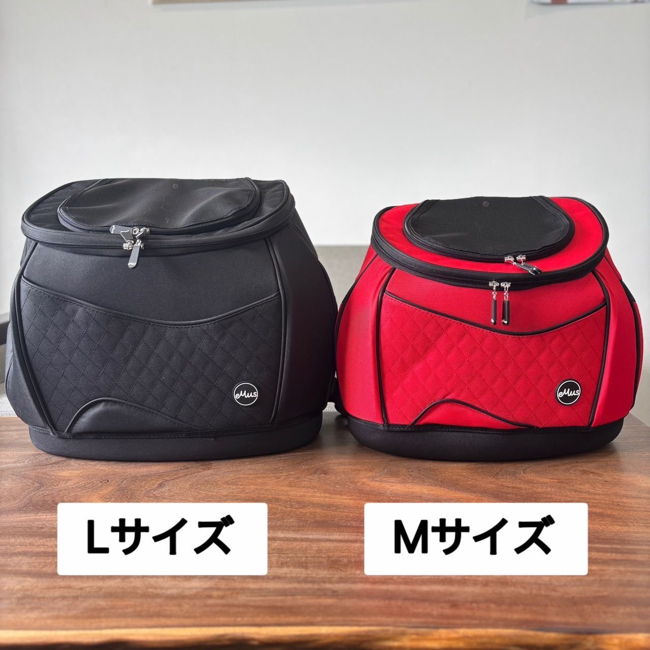 eMus エミューズ リュックサックキャリー Mサイズ （レッド、ベージュ