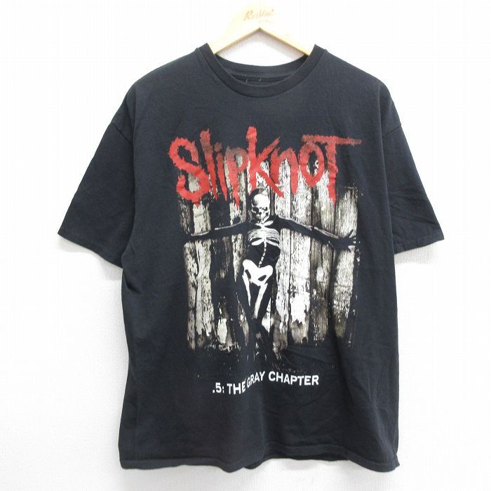 XL/古着 半袖 ロック バンド Tシャツ メンズ スリップノット コットン クルーネック 黒 ブラック spe 24apr01 中古
