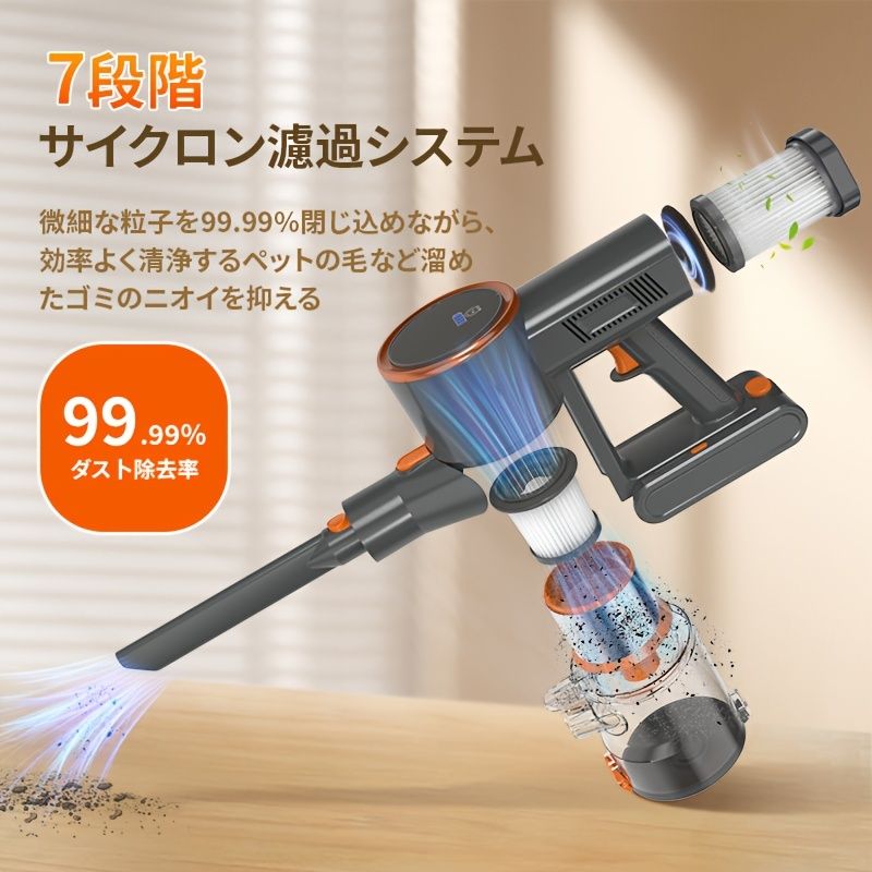 LCDディスプレイ コードレス掃除機軽量サイクロン550W