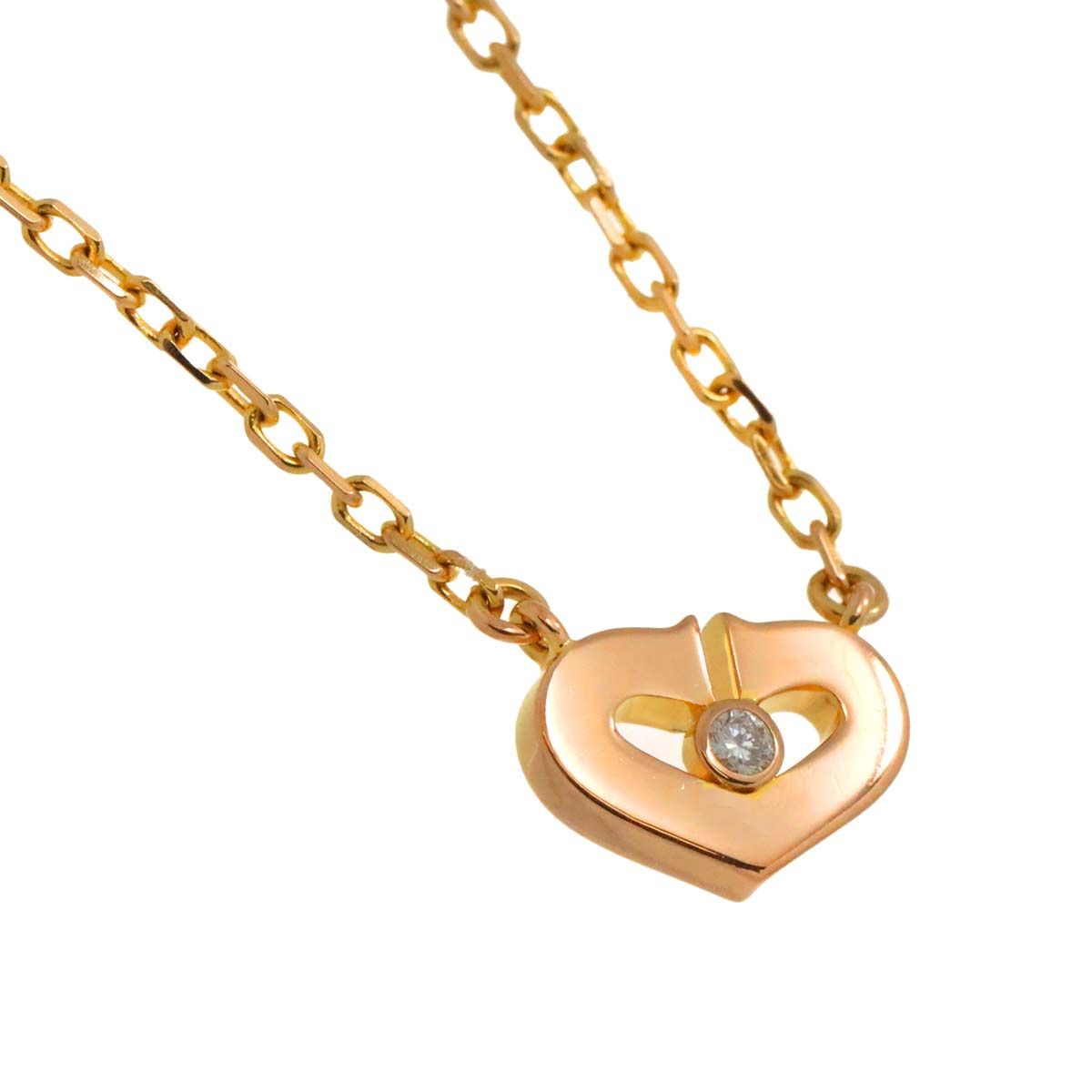 カルティエ Cartier Cハート ダイヤ ネックレス 39cm K18 PG