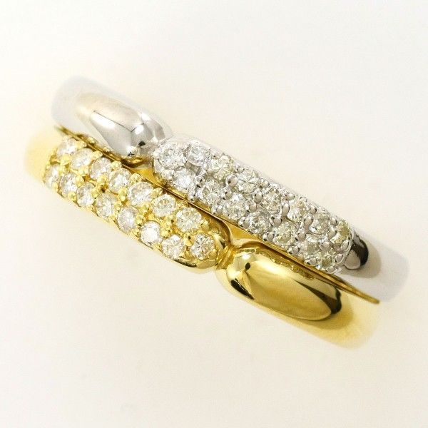 PT900 K18YG リング RING 指輪 13号 ダイヤ 0.30 総重量約6.4g